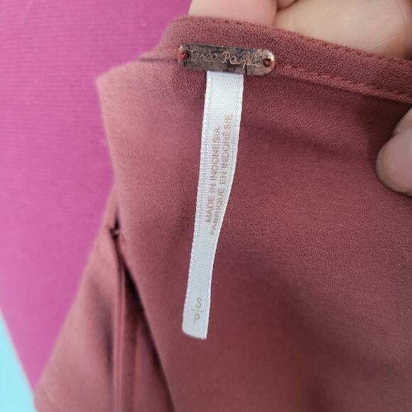 Free People Baby Love Rust Red Trapeze Open Back Minidress sz S - Picture 4 of 8